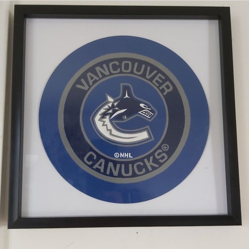 Hand-painted Vinyl Record Painting ~ Vancouver Canucks - Framed